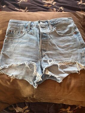 Levi's Cutoff Light Wash Distressed Denim Shorts